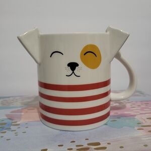 Parker Lane Cute Dog Face Red Striped Mug
